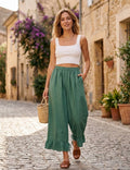 4029 WIDE LINEN PANTS WITH EYELET EMBROIDERY: CANDY