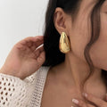 HIGH-GRADE STAINLESS STEEL WATER DROP EARRINGS_CWMM3195: GOLD / (OS) 1
