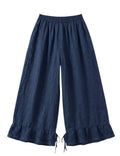 4029 WIDE LINEN PANTS WITH EYELET EMBROIDERY: CANDY