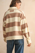 T5244   LONG SLEEVE WIDE PANEL KNITTED SHIRTS: OLIVE/BEIGE / L