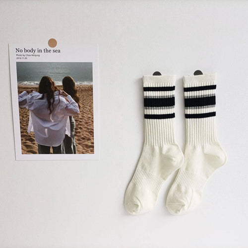 Striped Color Block Crew Socks