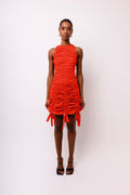 Erin Ruche Scrunchie Red Mini Dress