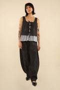 NLT Cotton Blend Black Denim Tie Top