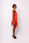 Erin Ruche Scrunchie Red Mini Dress