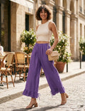 4029 WIDE LINEN PANTS WITH EYELET EMBROIDERY: CANDY