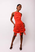Erin Ruche Scrunchie Red Mini Dress