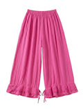 4029 WIDE COTTON PANTS WITH EYELET EMBROIDERY: ROYAL