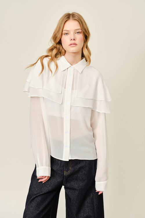 Capelet Layered Sheer Blouse