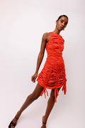 Erin Ruche Scrunchie Red Mini Dress
