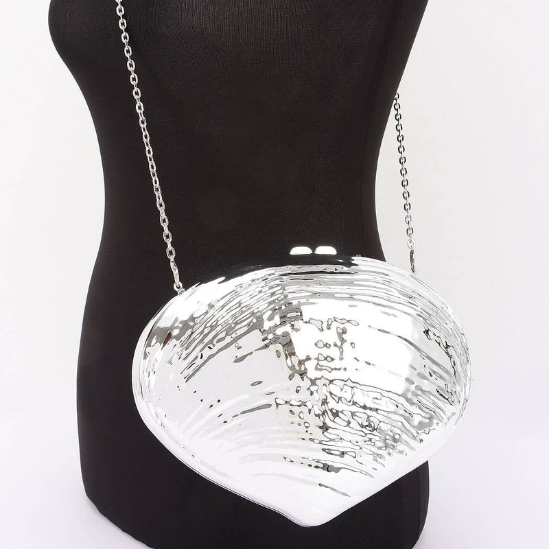 Chrome Silver Shell Clutch