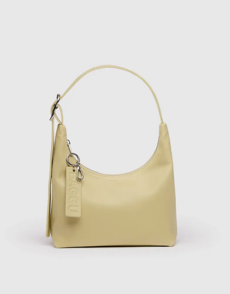 Baggu Mini Recycled Leather Shoulder Bag: Straw