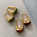 Green Amber Resin Teardrop Earrings_CWAJE06456: Green / (OS) 1