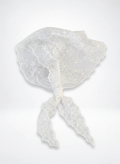 White lace bonnet on a white background