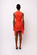 Erin Ruche Scrunchie Red Mini Dress