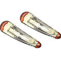 Two hair clips with orange tips on a white background, branded 'French Amie'.