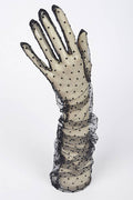 LONG POLKA DOT MESH GLOVES: BLACK