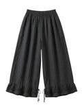 4029 WIDE LINEN PANTS WITH EYELET EMBROIDERY: WHITE