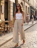 4029 WIDE LINEN PANTS WITH EYELET EMBROIDERY: CANDY