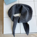 Pure Wool Knit Triangle Scarf Multi-Use_CWOV00279: DARKBLUE / (OS) 1